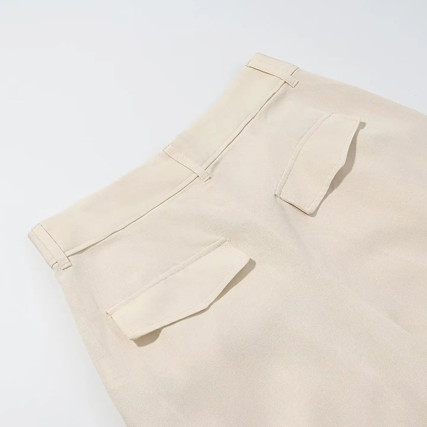 Beige Draped Wide-Leg High-Waist Pants LAPANIA