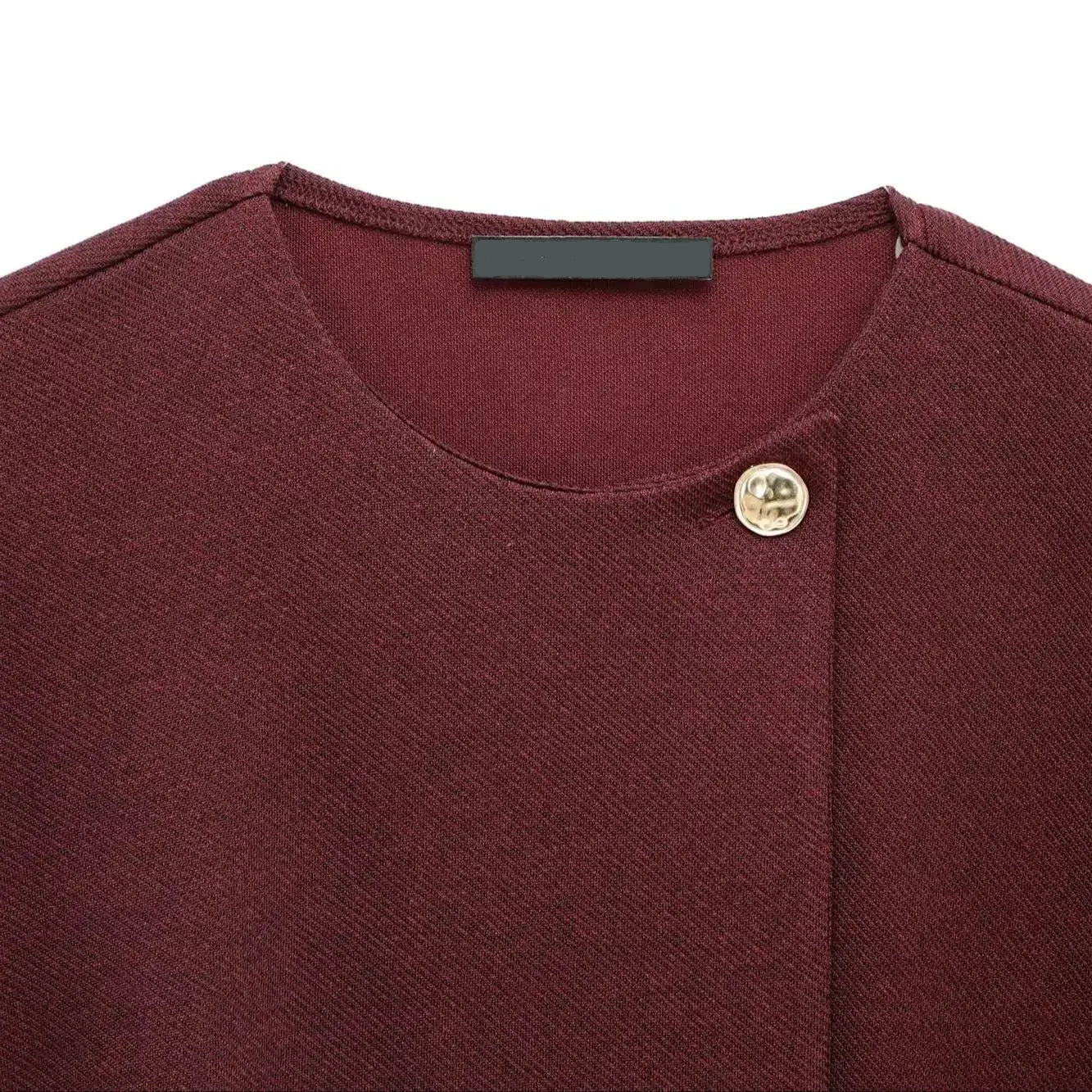 Burgundy Cape-Style Jacket with Single Button LAPANIA