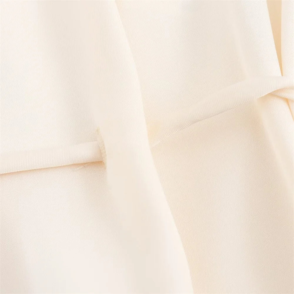 Waist-Tie Silk-Texture Shirt LAPANIA
