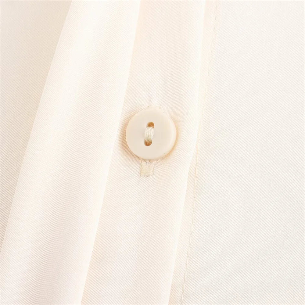 Waist-Tie Silk-Texture Shirt LAPANIA