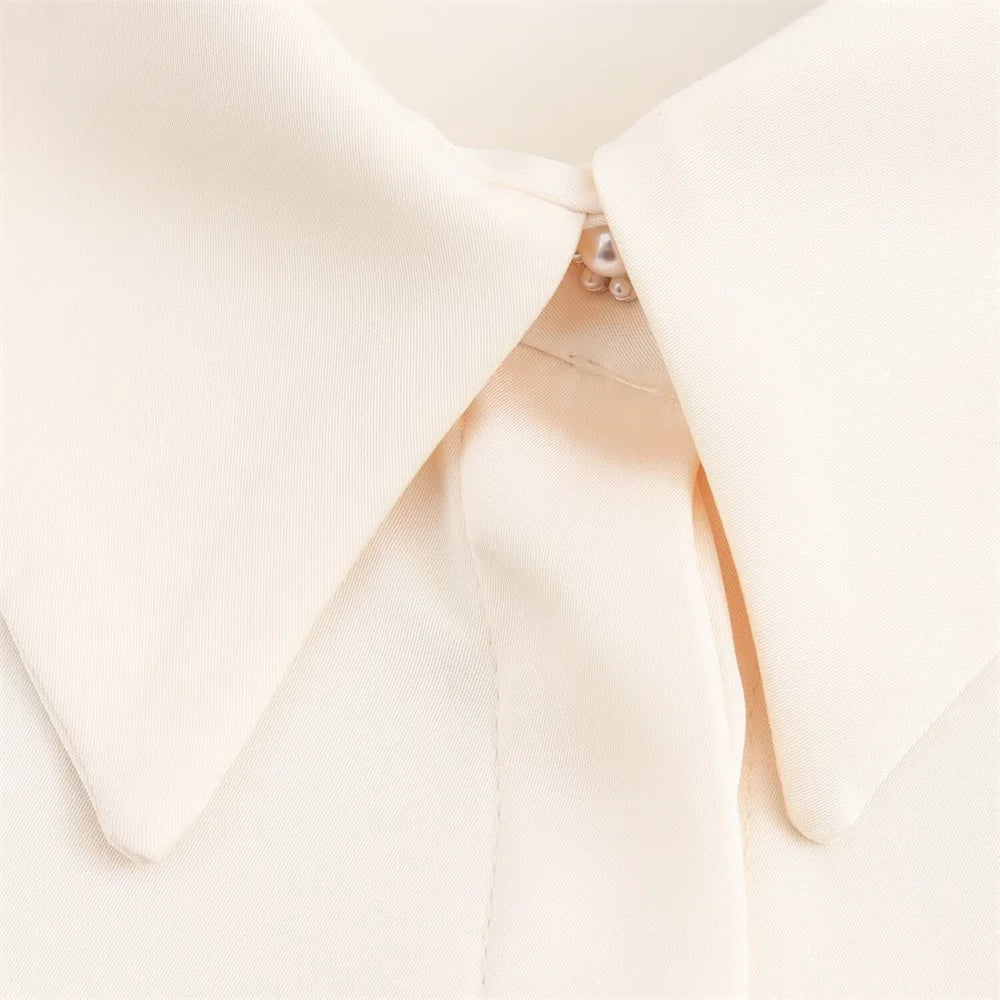 Waist-Tie Silk-Texture Shirt LAPANIA