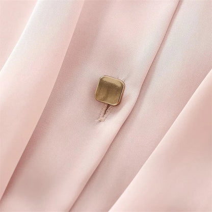 Light Pink Knotted Satin Lapel Shirt LAPANIA
