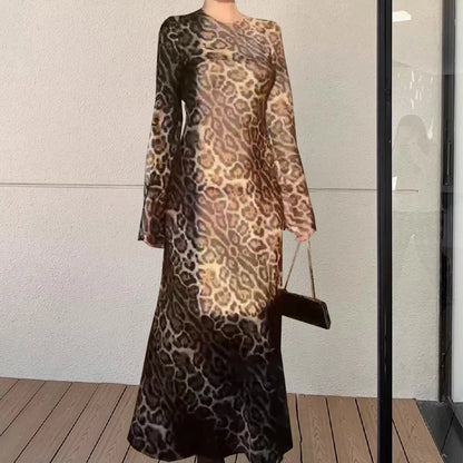 Back Lace-Up Maxi Dress with Flared Sleeves