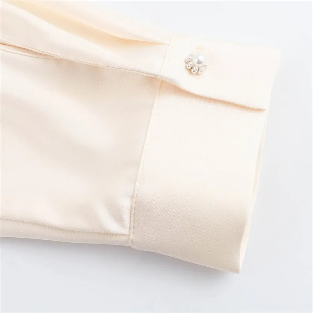 Waist-Tie Silk-Texture Shirt LAPANIA