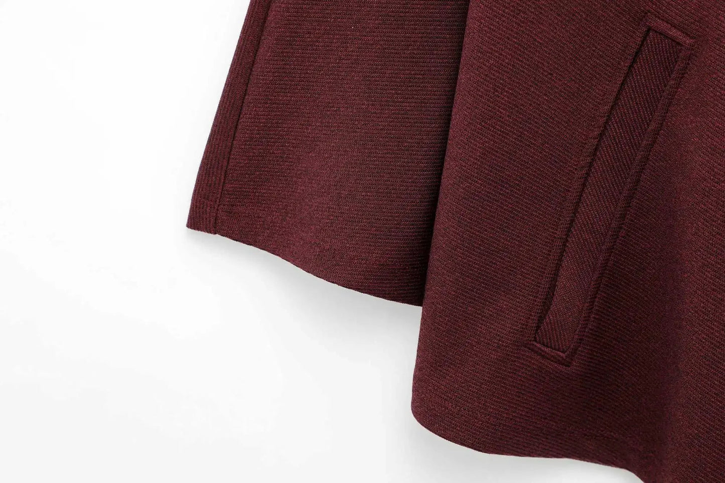 Burgundy Cape-Style Jacket with Single Button LAPANIA