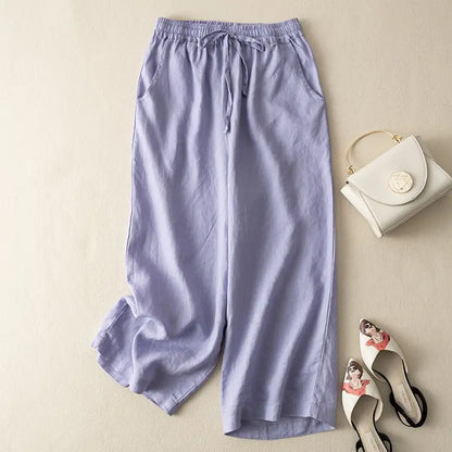 White Cotton-Linen Pants