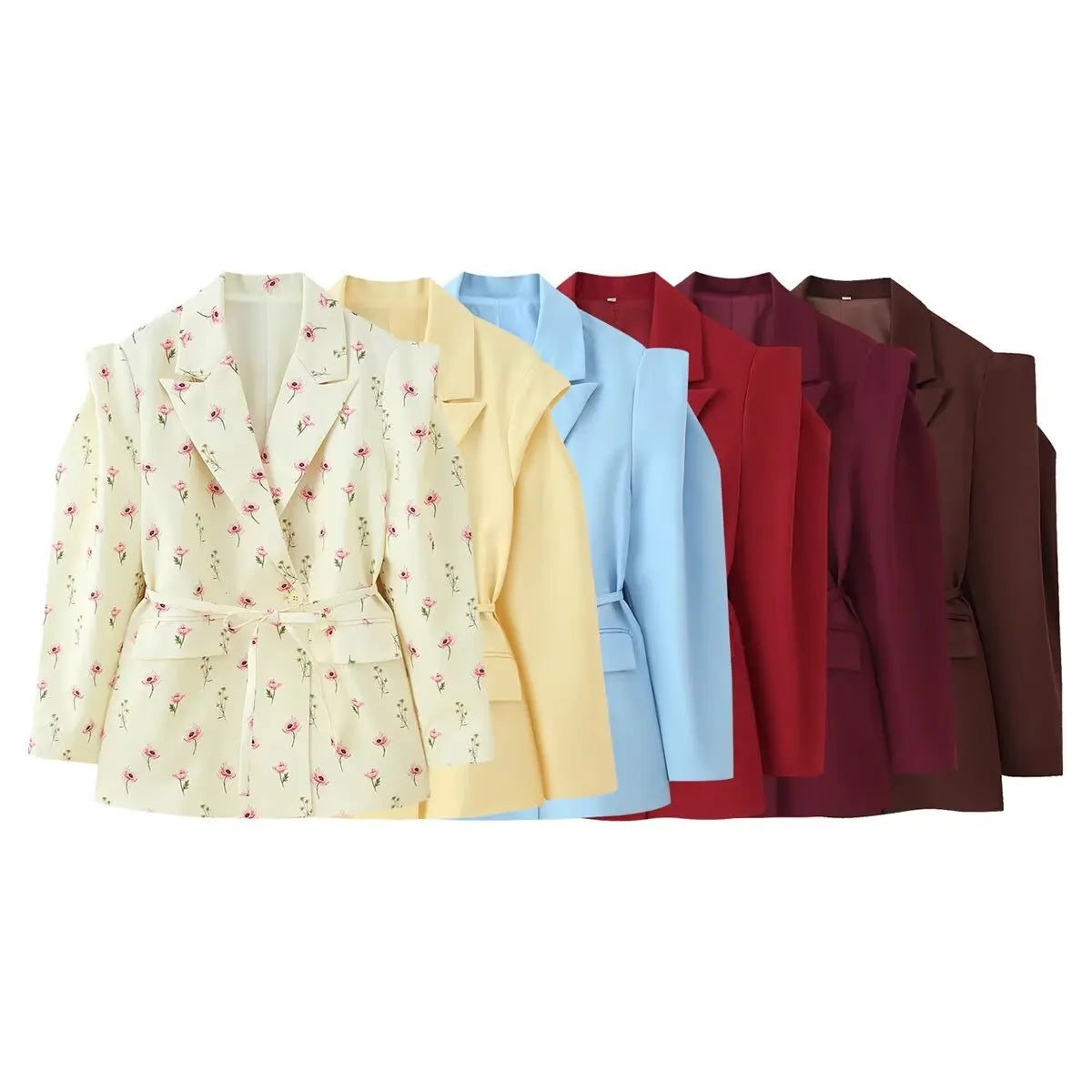 Waist-Tie Blazer with Padded Shoulder Effect LAPANIA