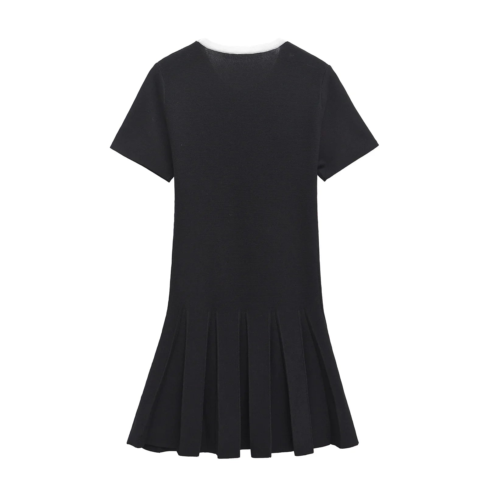 Black Knit Mini Dress with Gold Button Detail LAPANIA