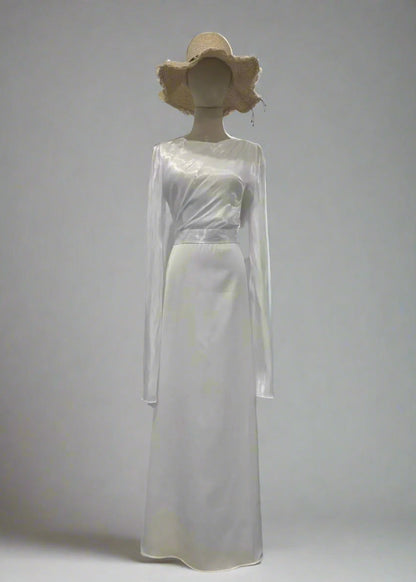 Sheer Satin Panel Maxi Dress