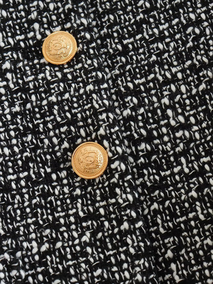 Tweed Single-Breasted Jacket with Gold Buttons LAPANIA
