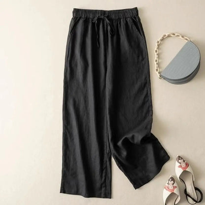 White Cotton-Linen Pants