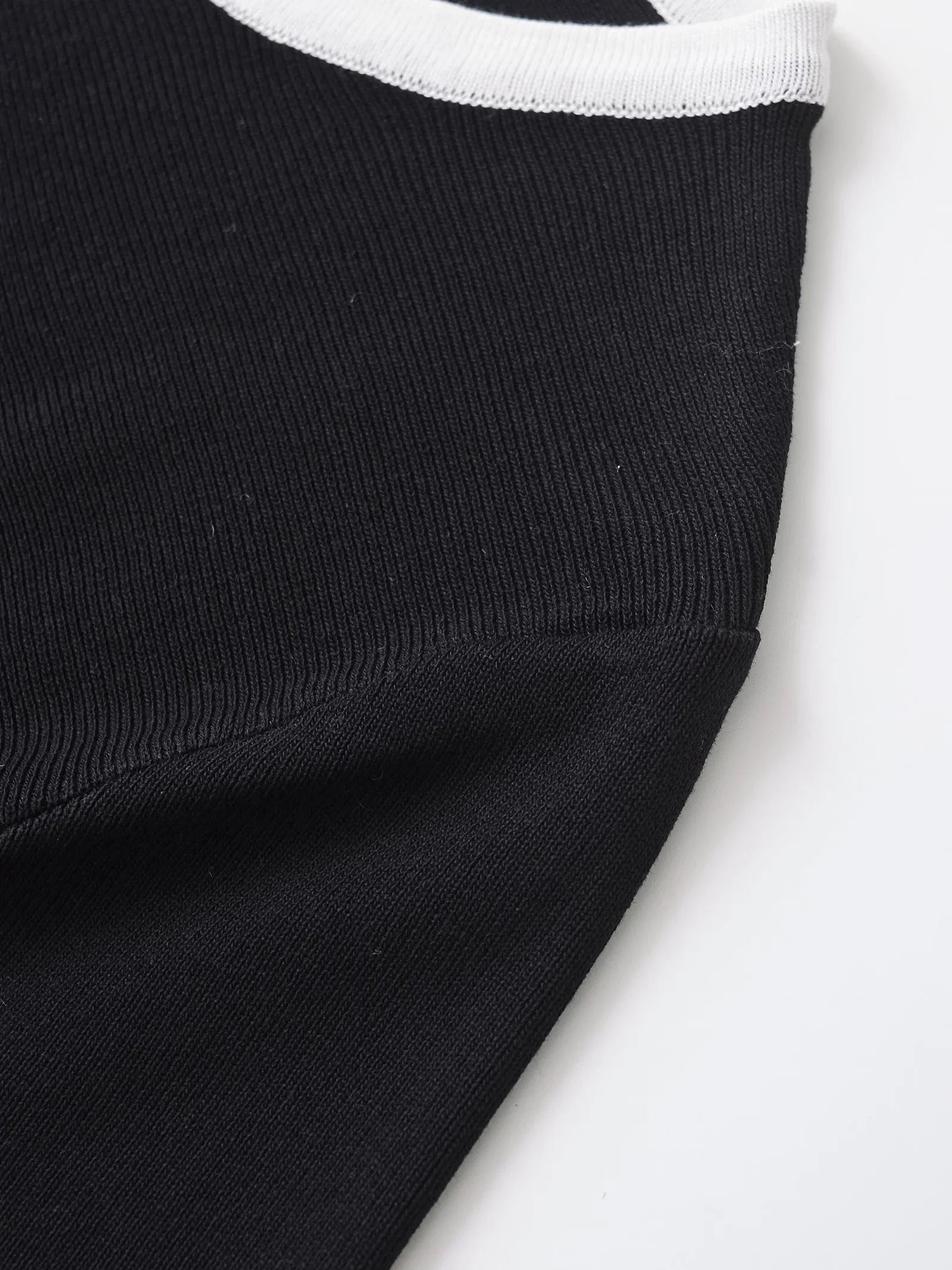 Black Knit Mini Dress with Gold Button Detail LAPANIA