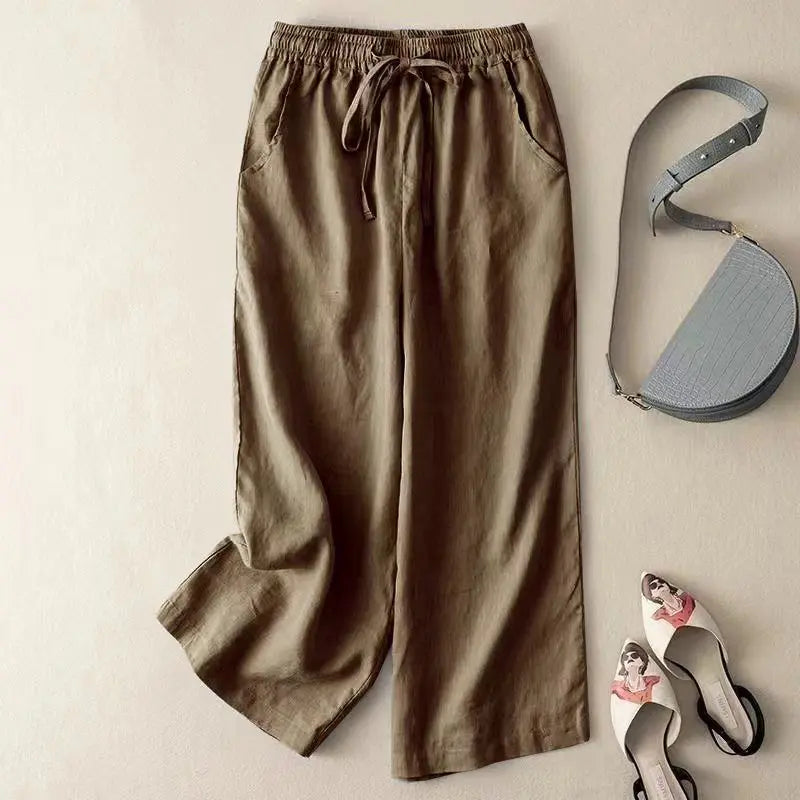 White Cotton-Linen Pants