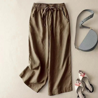 White Cotton-Linen Pants