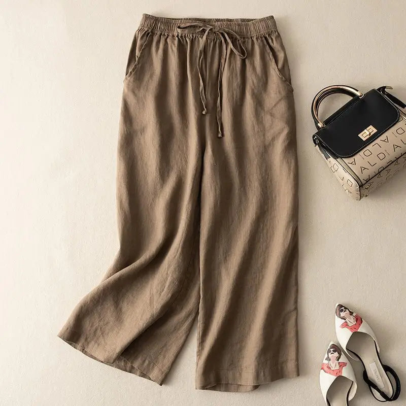 White Cotton-Linen Pants