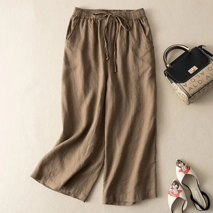 White Cotton-Linen Pants