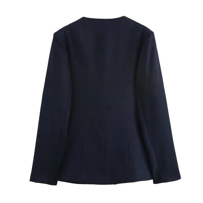 Navy Blue Elegant Blazer with Gold Buttons LAPANIA
