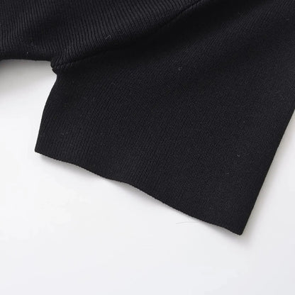 Black Knit Mini Dress with Gold Button Detail LAPANIA