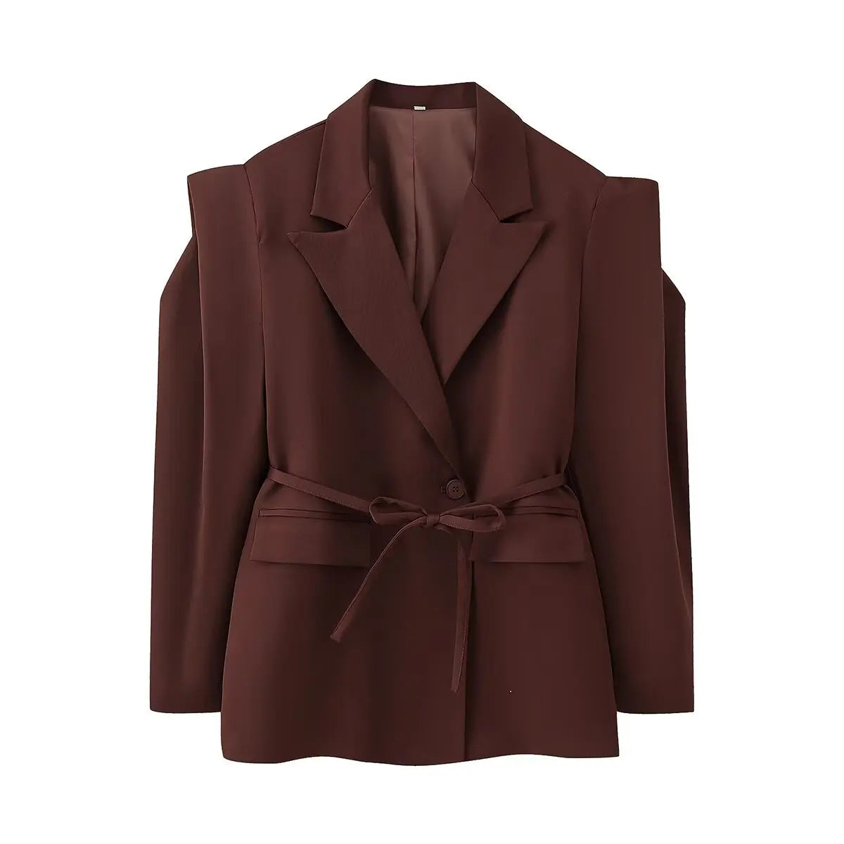 Waist-Tie Blazer with Padded Shoulder Effect LAPANIA