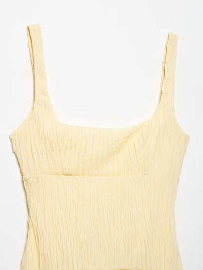 Butter Yellow Strap Midi Dress