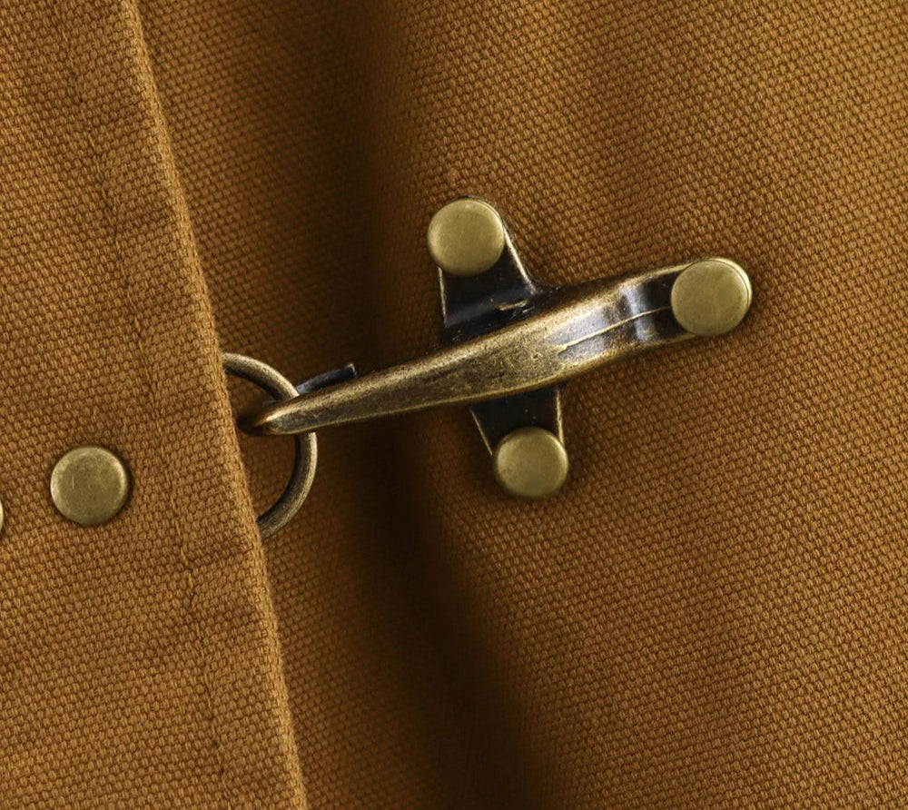 Camel Retro Patchwork Jacket with Contrasting Lapel LAPANIA