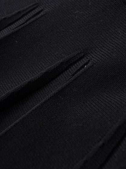 Black Knit Mini Dress with Gold Button Detail LAPANIA