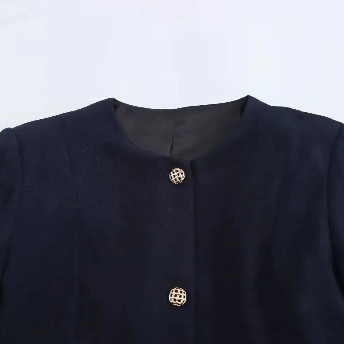 Navy Blue Elegant Blazer with Gold Buttons LAPANIA