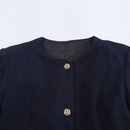 Navy Blue Elegant Blazer with Gold Buttons LAPANIA