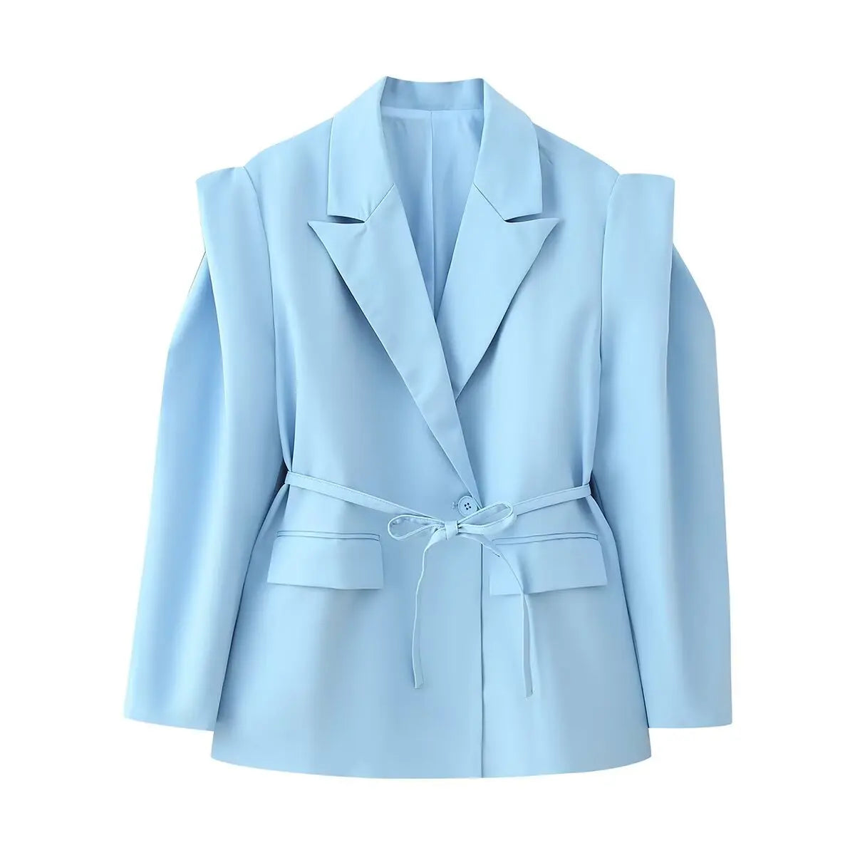 Waist-Tie Blazer with Padded Shoulder Effect LAPANIA