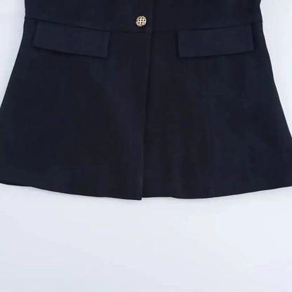 Navy Blue Elegant Blazer with Gold Buttons LAPANIA