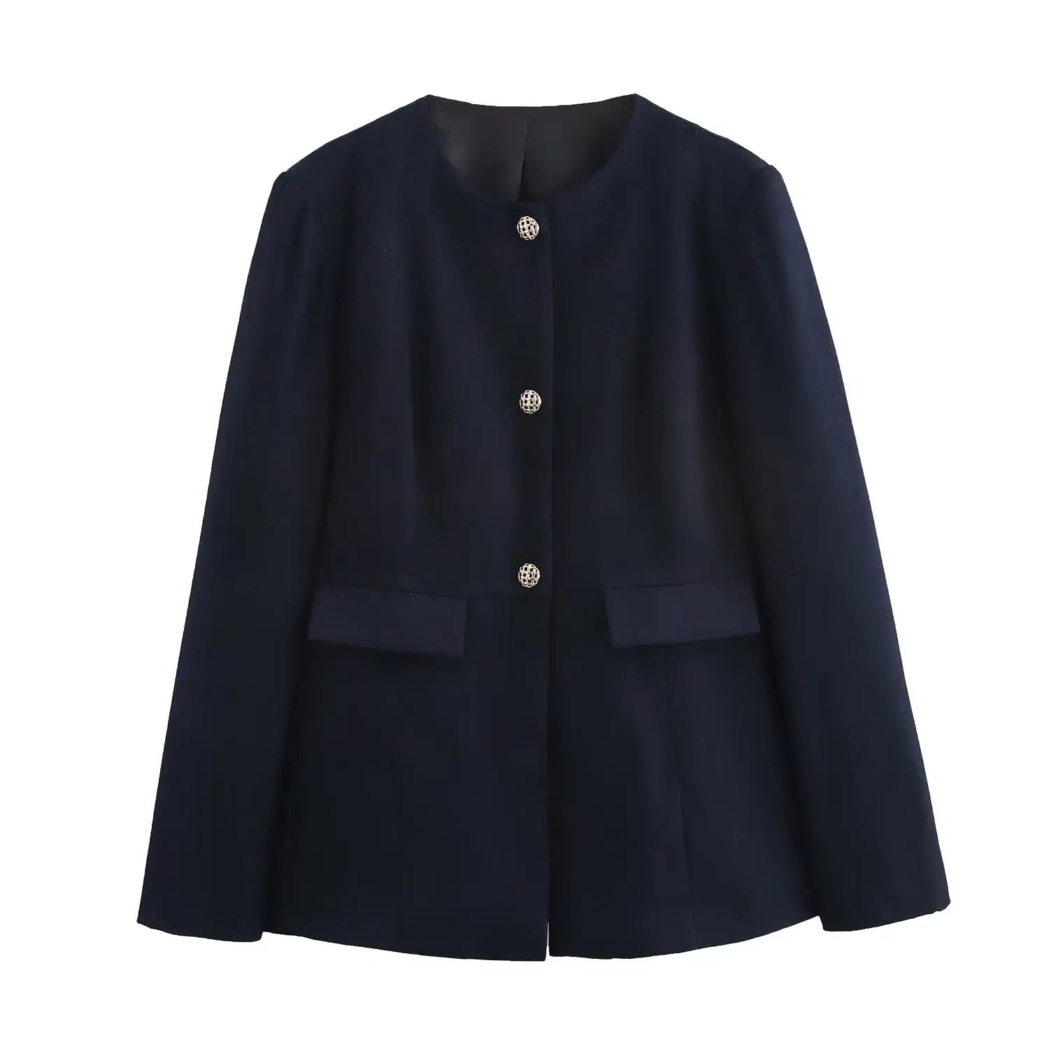 Navy Blue Elegant Blazer with Gold Buttons LAPANIA