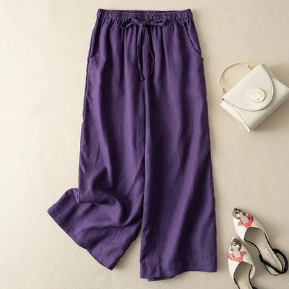 White Cotton-Linen Pants