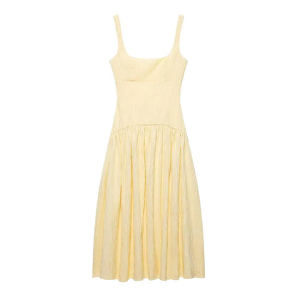 Butter Yellow Strap Midi Dress