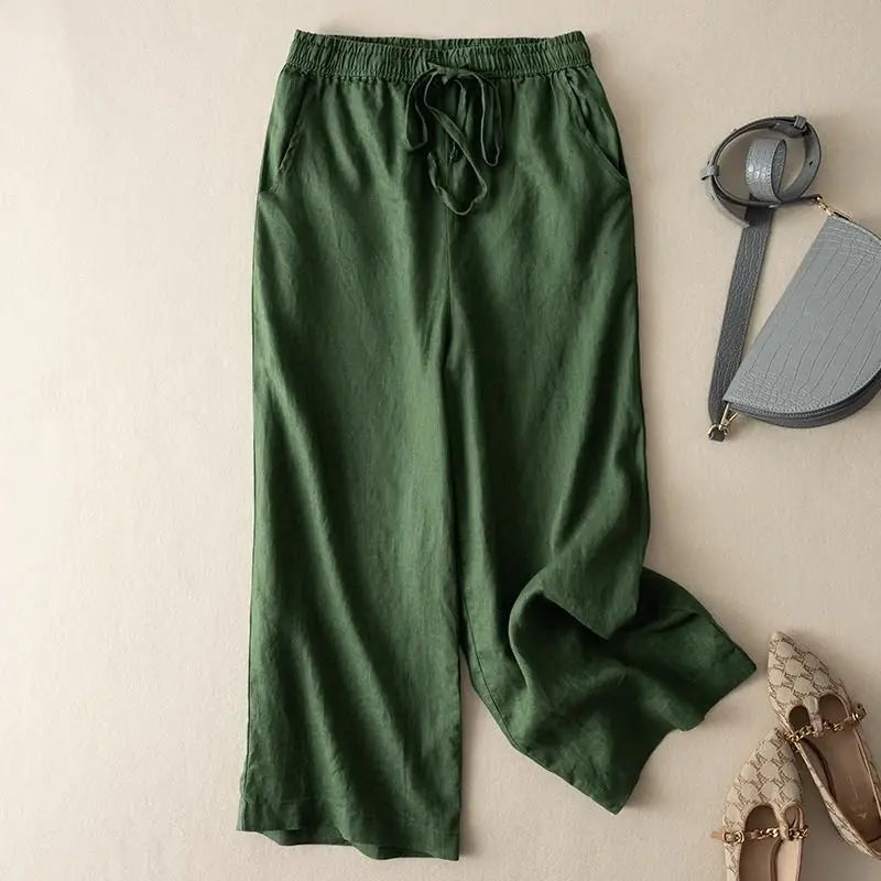 White Cotton-Linen Pants