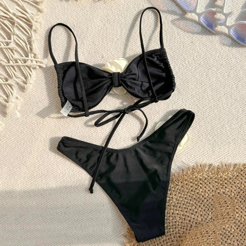 Lace-up Flower Bikini