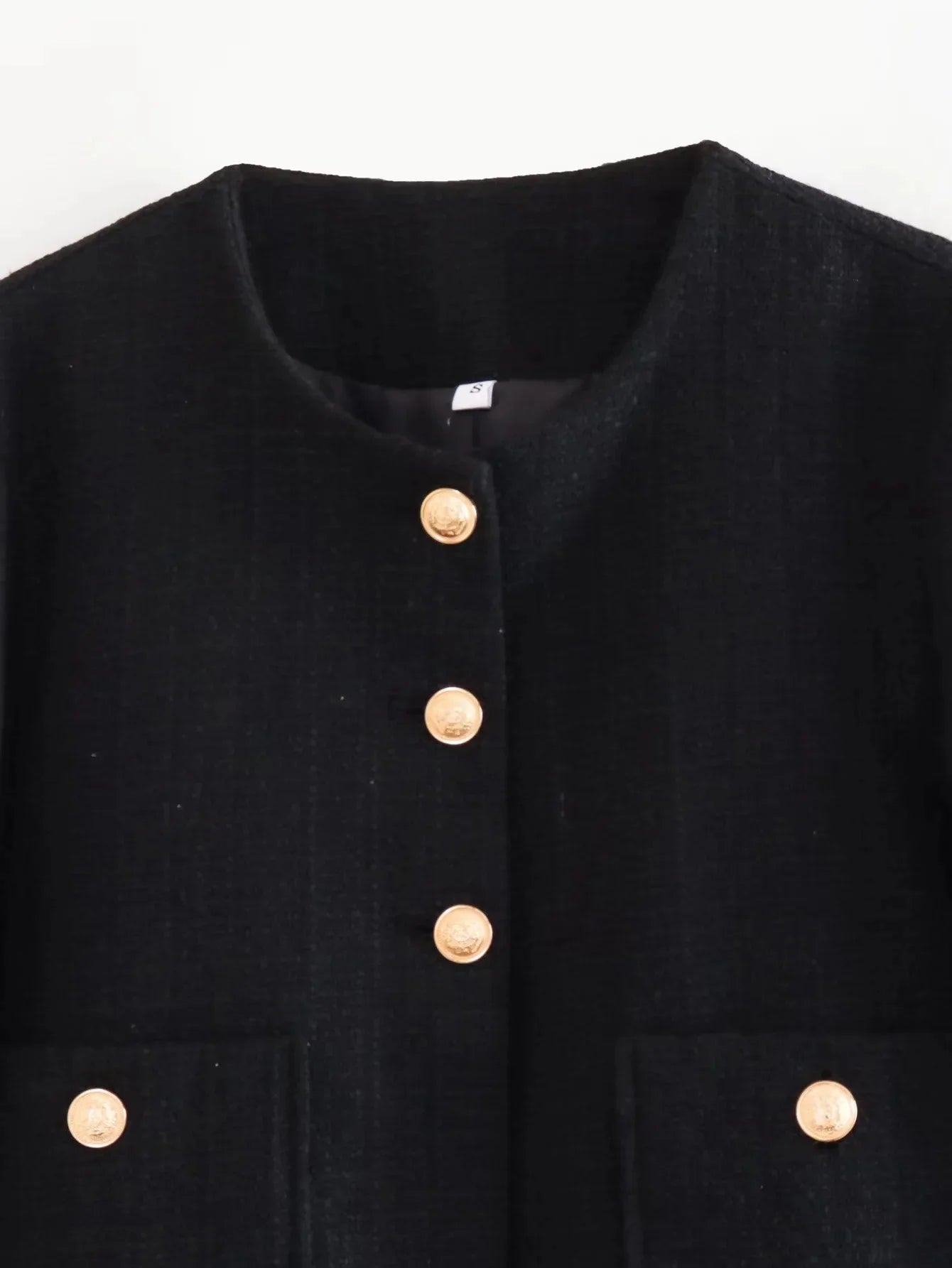 Tweed Single-Breasted Jacket with Gold Buttons LAPANIA