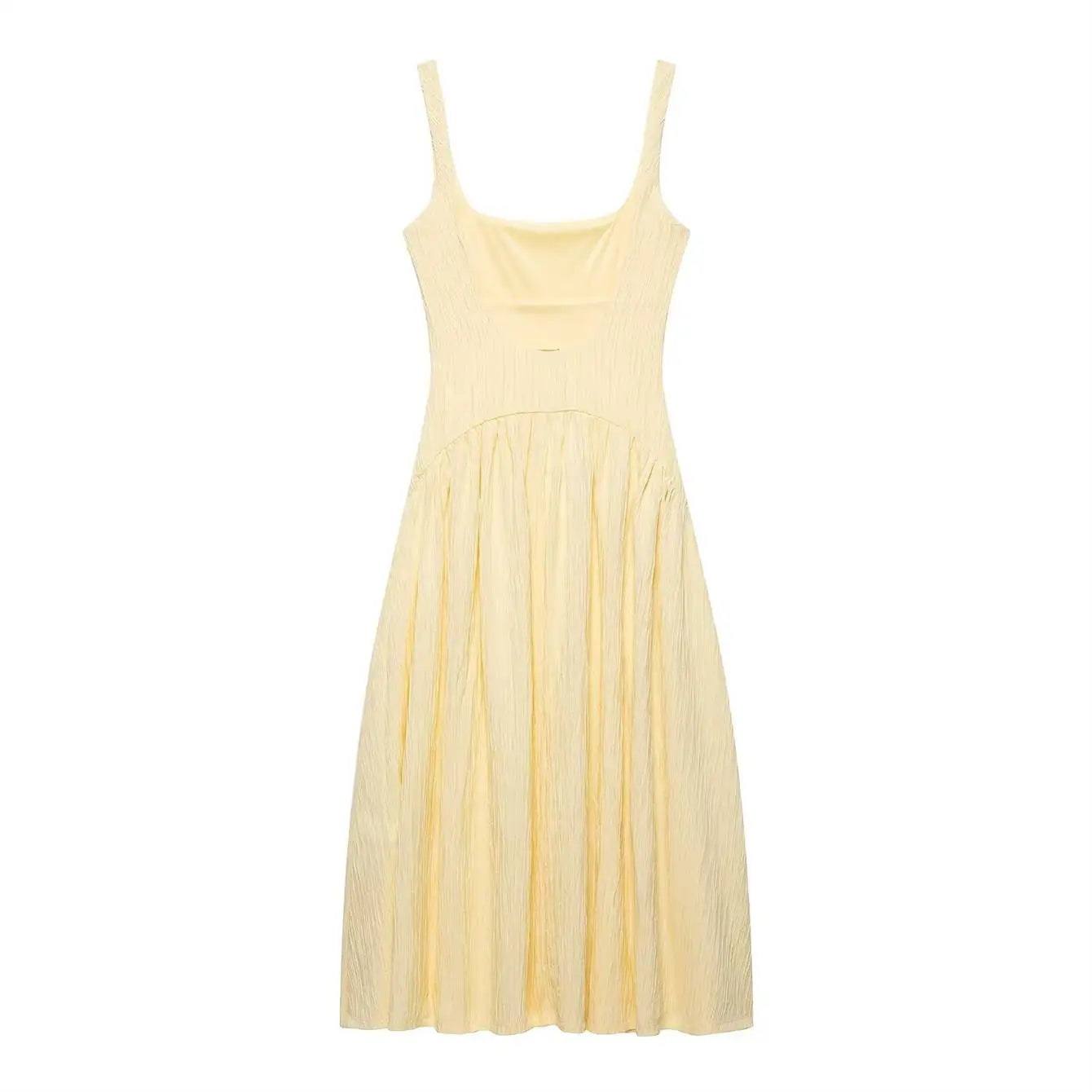 Butter Yellow Strap Midi Dress