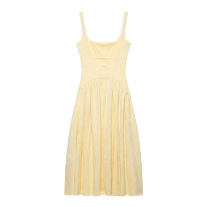 Butter Yellow Strap Midi Dress