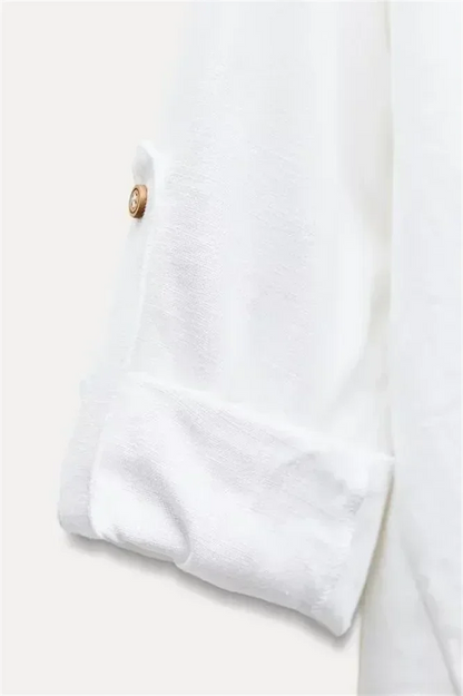 Green Casual Lapel Top with Knot Detail LAPANIA