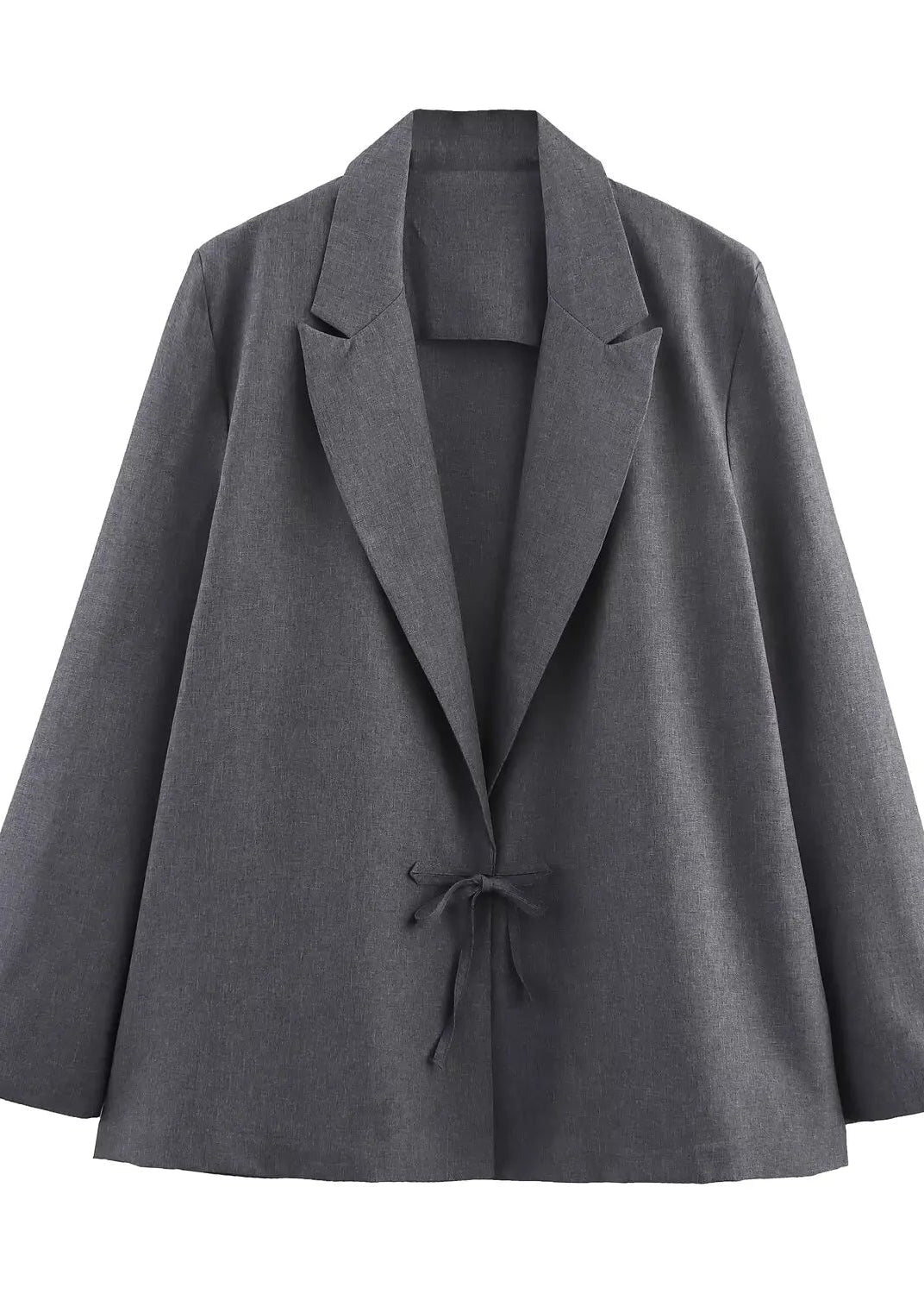 Dark Grey Oversize Blazer with Bow Straps LAPANIA