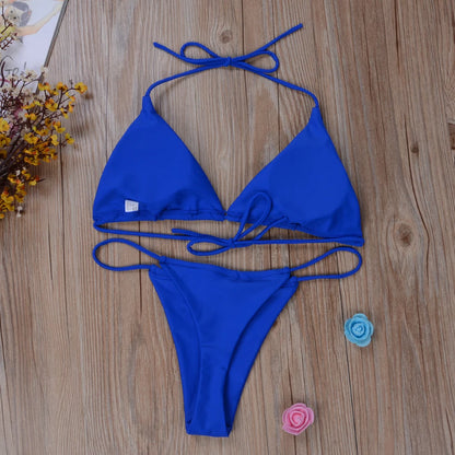 Side Tie Thong Bikini Set