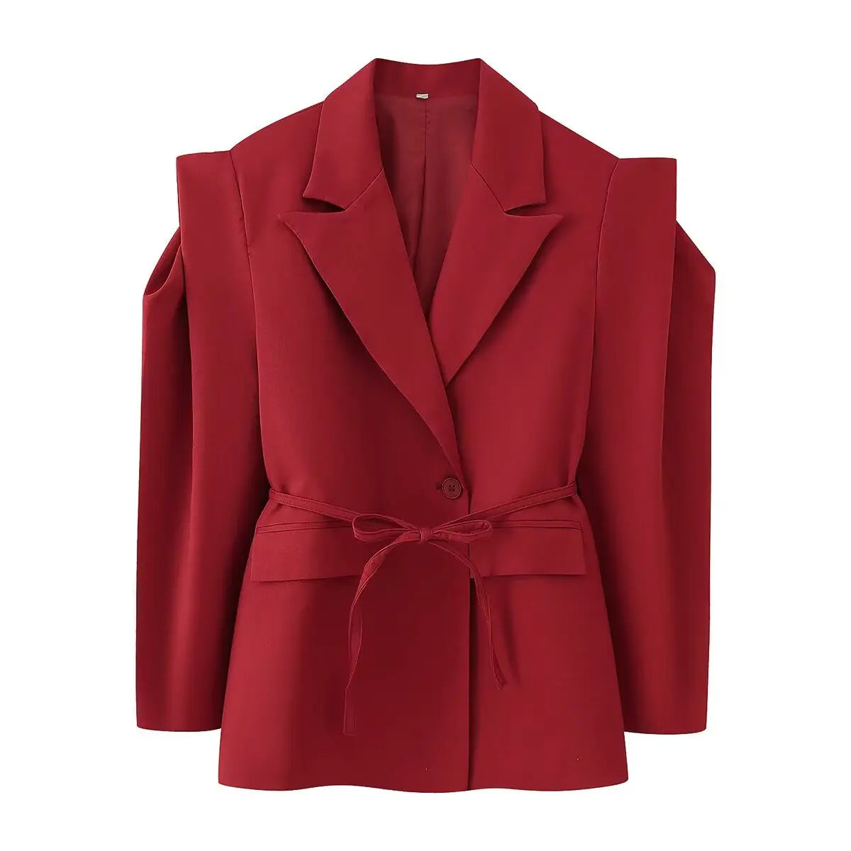 Waist-Tie Blazer with Padded Shoulder Effect LAPANIA