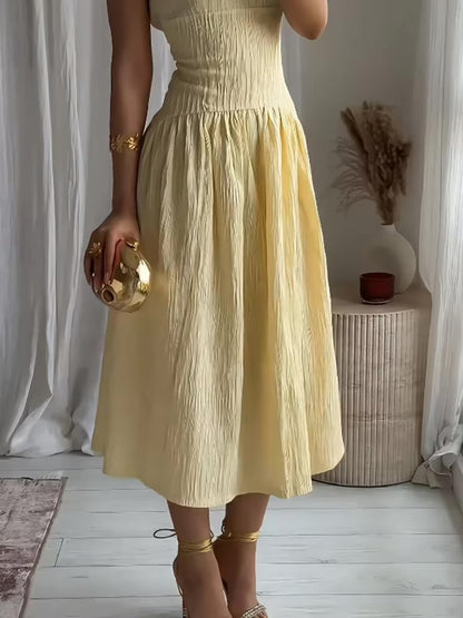 Butter Yellow Strap Midi Dress