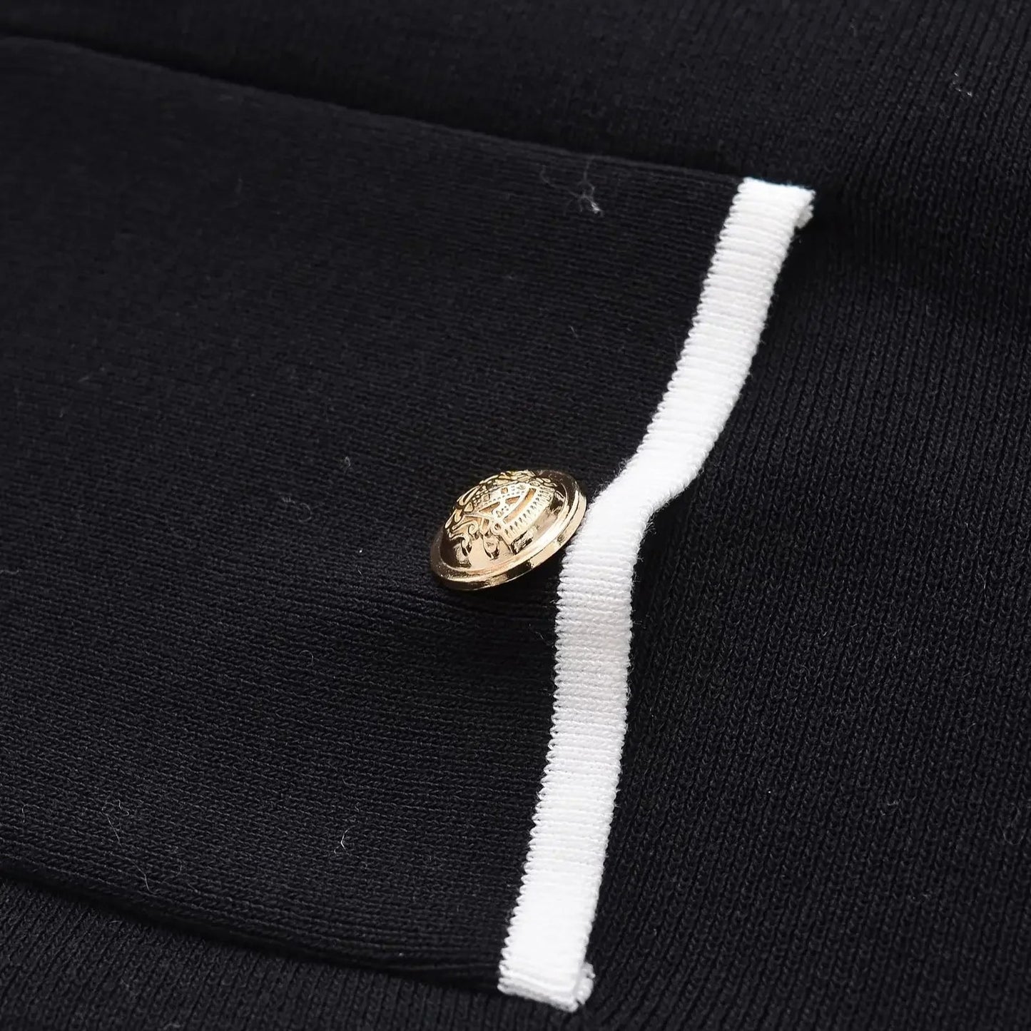 Black Knit Mini Dress with Gold Button Detail LAPANIA