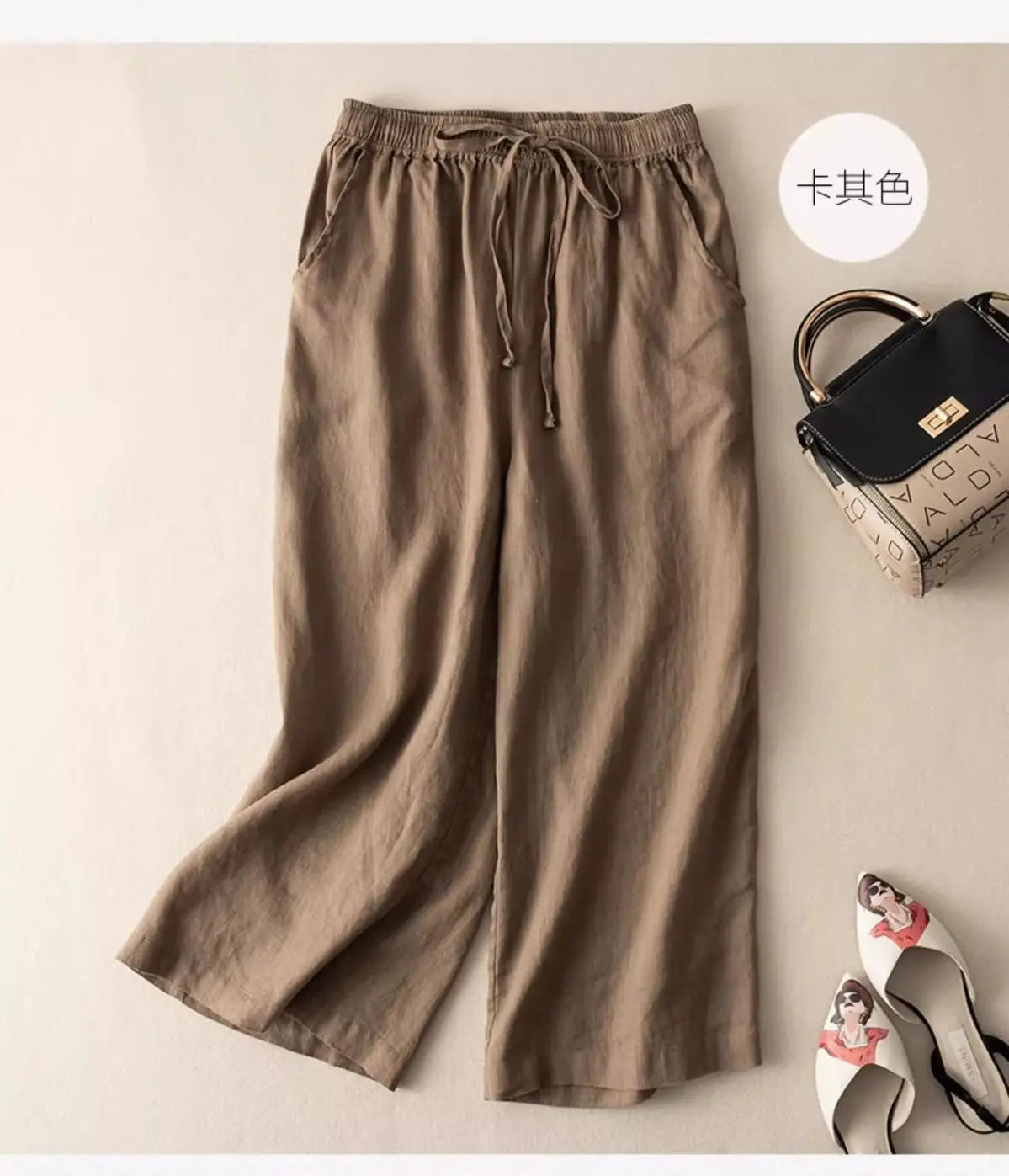 White Cotton-Linen Pants