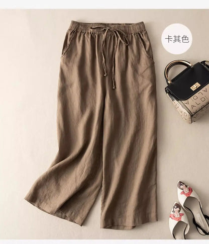 White Cotton-Linen Pants