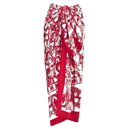 Tile Print Swimsuit Set – Red Elegance