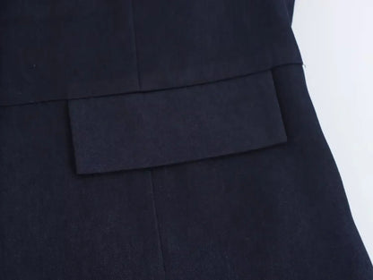 Navy Blue Elegant Blazer with Gold Buttons LAPANIA