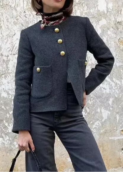 Tweed Single-Breasted Jacket with Gold Buttons LAPANIA