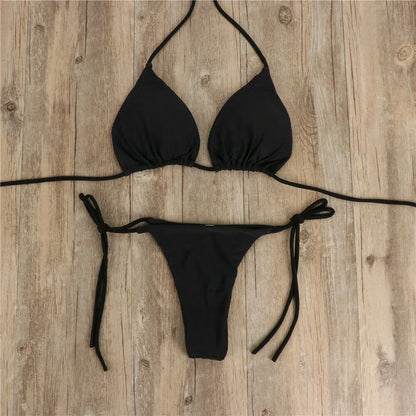 Side Tie Thong Bikini Set